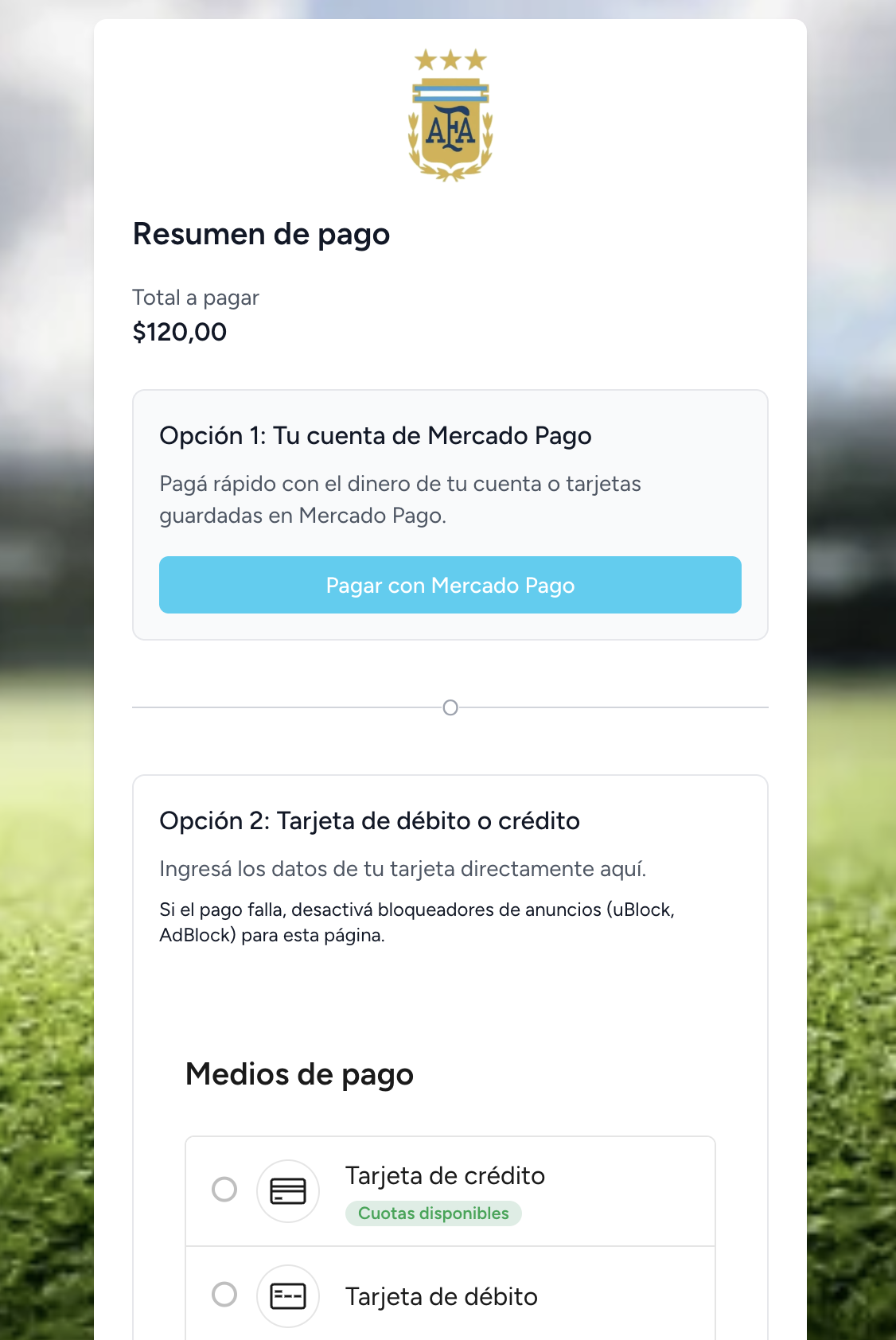 Checkout seguro con Mercado Pago